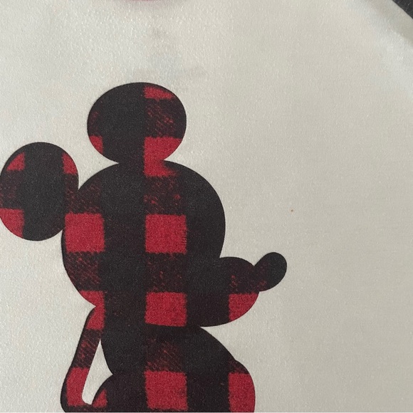 Disney long sleeve T-Shirt Top with buffalo plaid Mickey, red white gray Sz XL - Picture 8 of 9